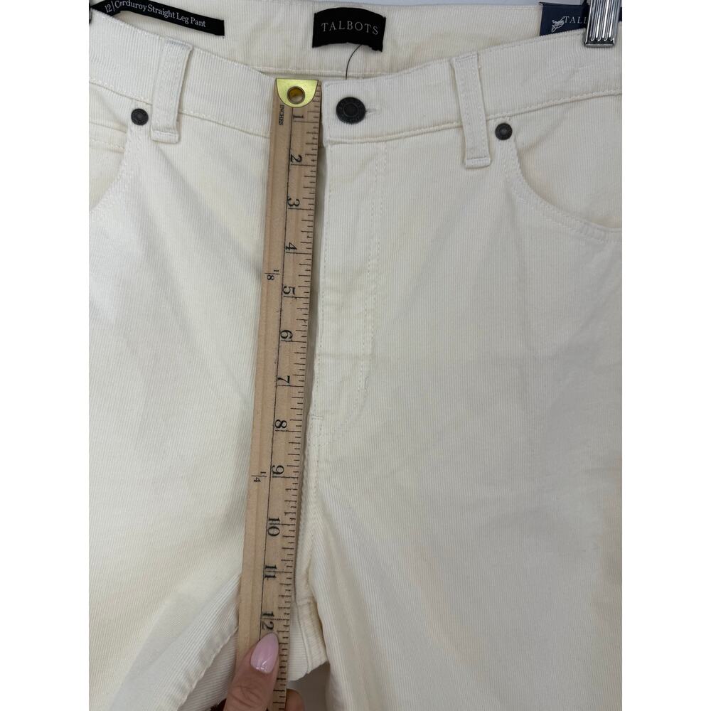 Talbots Corduroy Straight Leg Pants Size 12 Ivory Cream High Rise NWT Minimalist - Picture 10 of 13